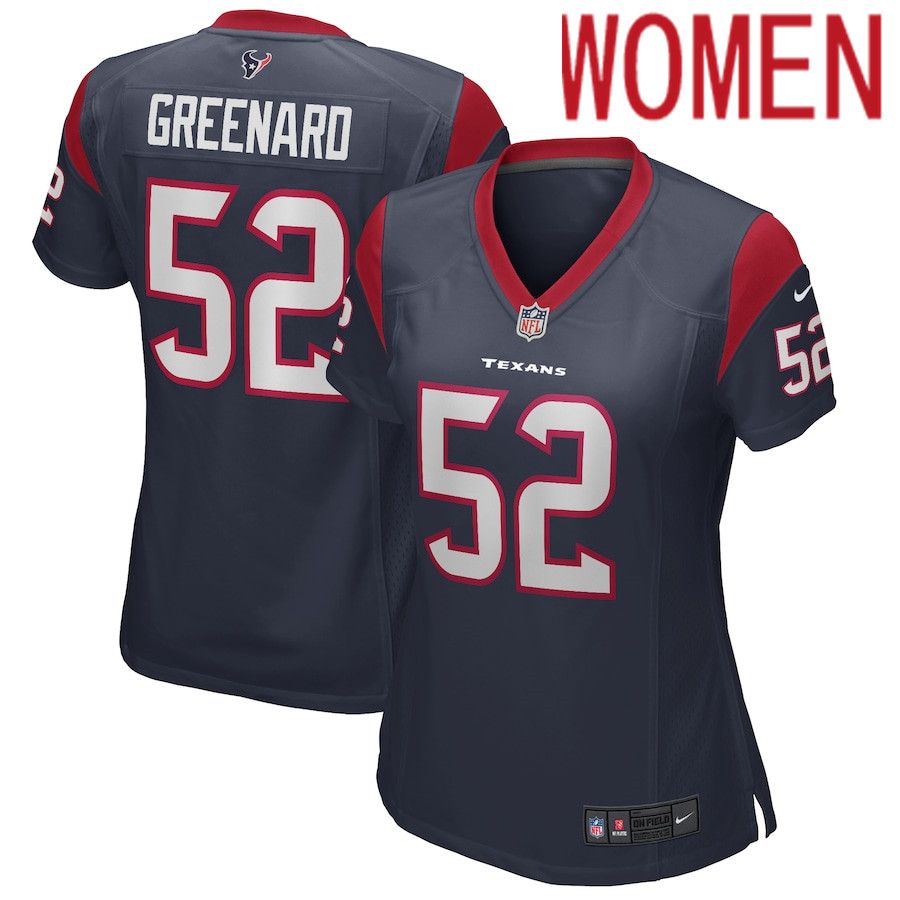 Women Houston Texans 52 Jonathan Greenard Nike Navy Game NFL Jersey